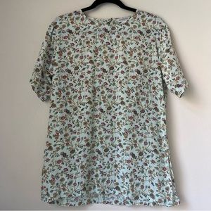 Vintage Massardi 100% Silk Floral Short Sleeve Top Blouse